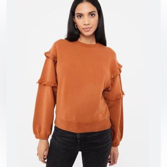 Rebecca Minkoff Evelyn Frill Balloon Sleeve Cotton Sweatshirt S - Picture 1 of 8